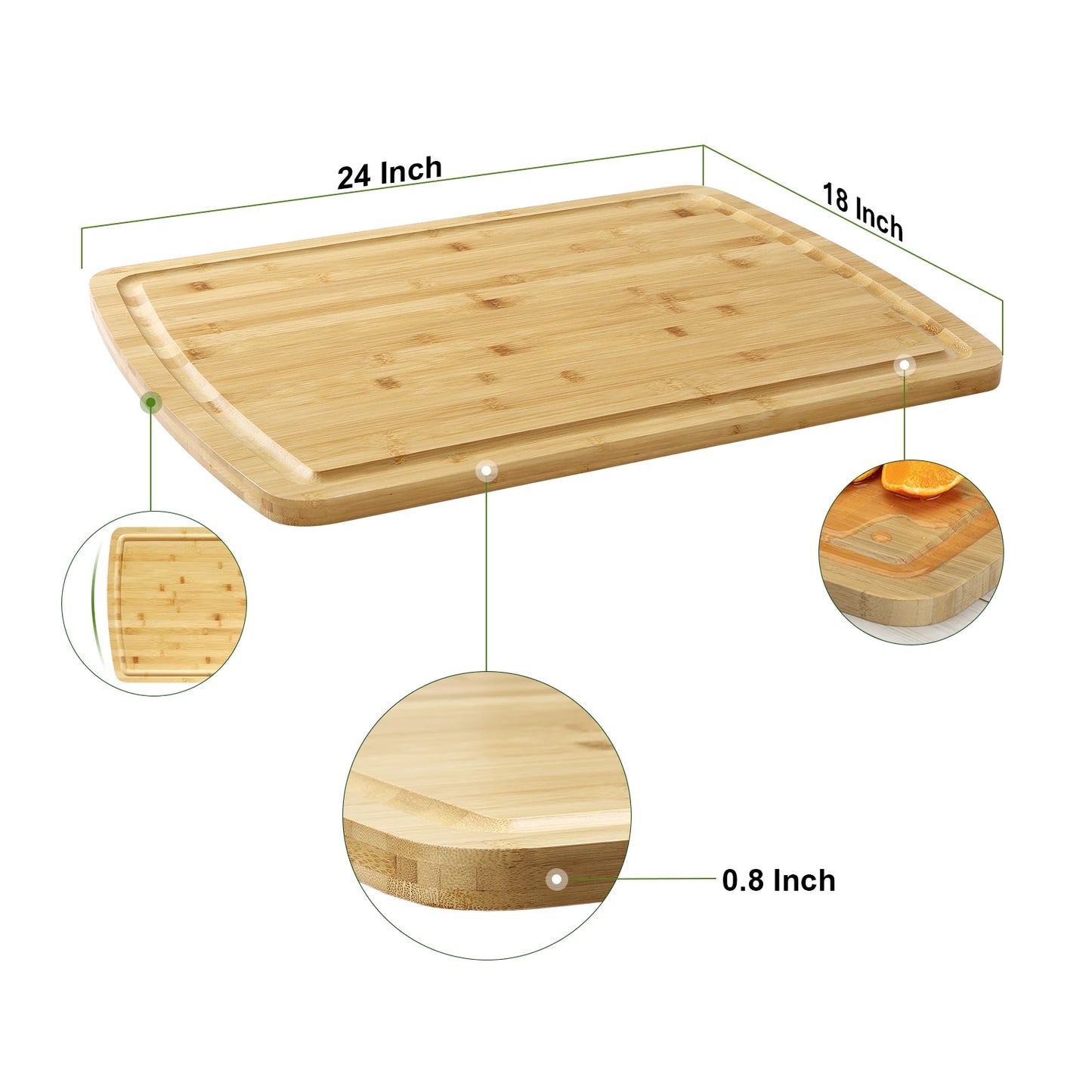 Bamboo Cutting Board for Kitchen, 24" x 18" Extra Large