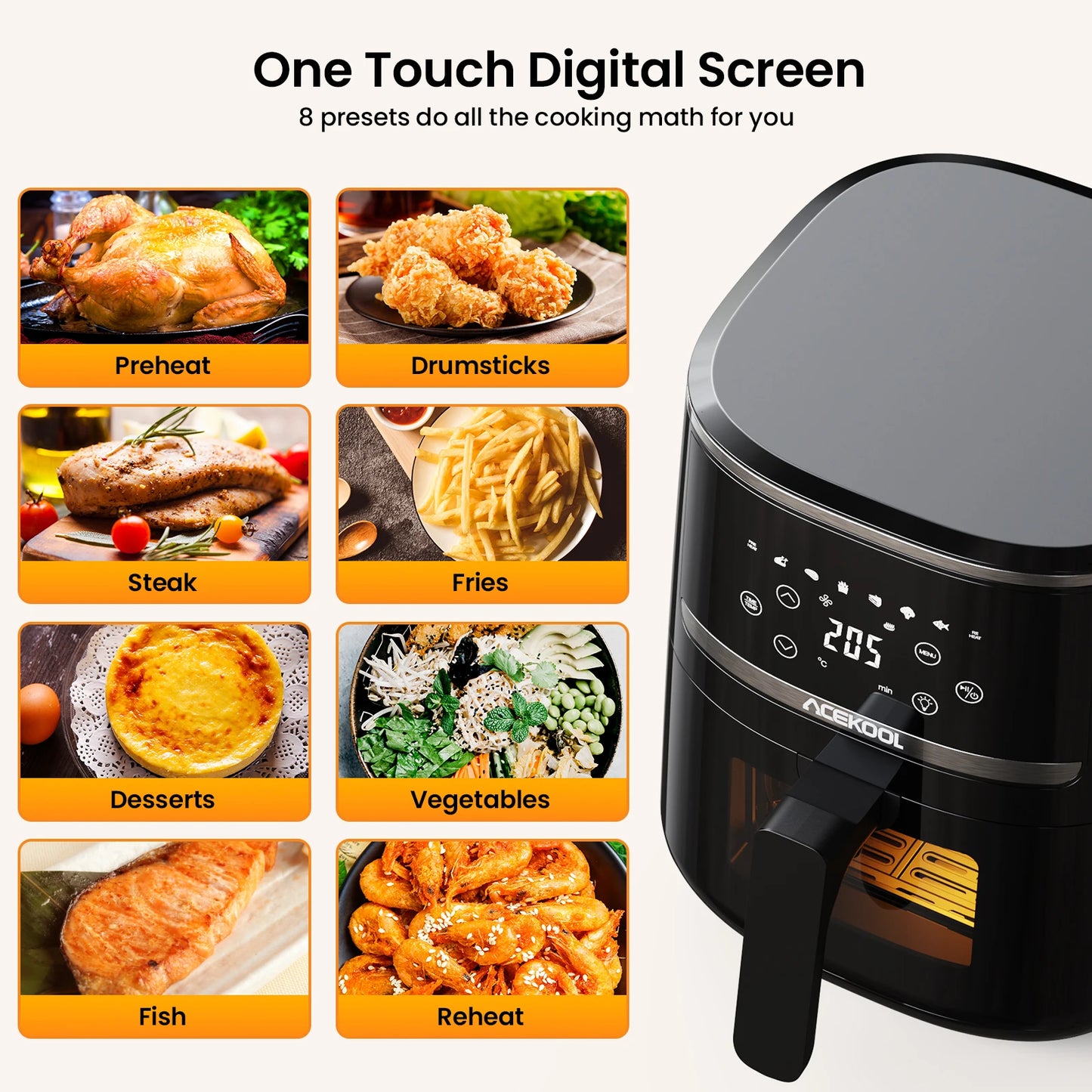 Digital Display 5 Quart Air Fryer Toaster Oven