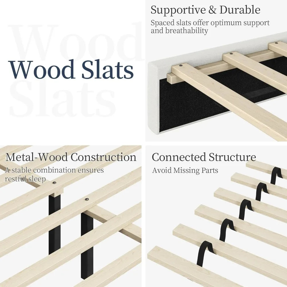 Modern Wooden Full Size Upholstered Platform Bed