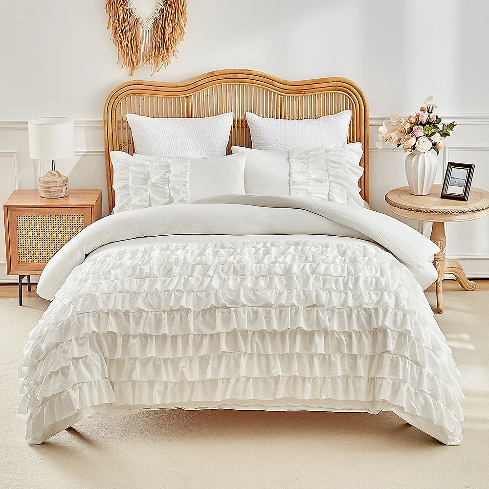 3Pieces Queen Comforter Duvet Solid Color Pillowcases Set