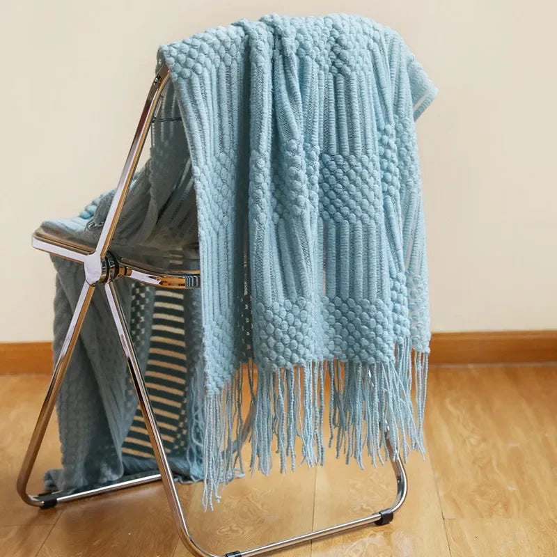 Luxury Solid Color Fringe Bean Blankets