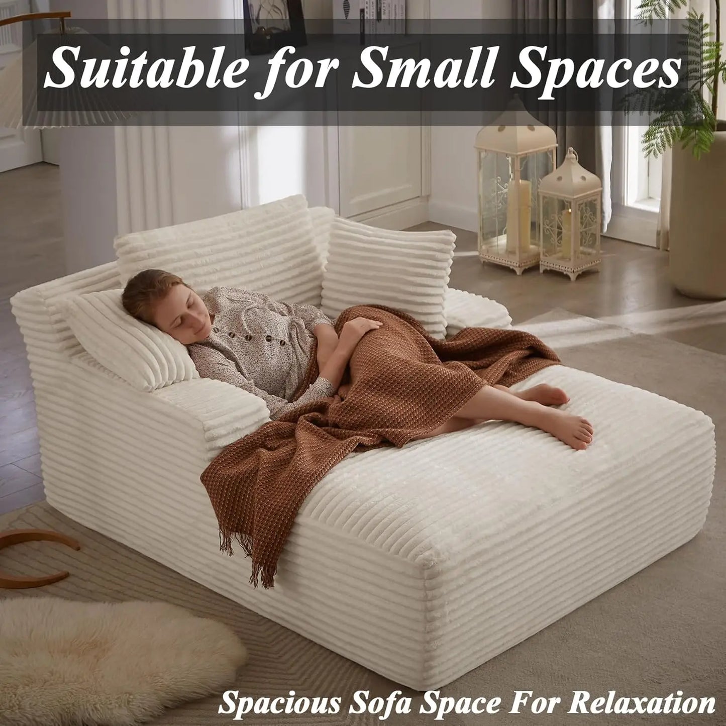 Oversized Chaise Lounge Chair with 3 Comfy Pillows