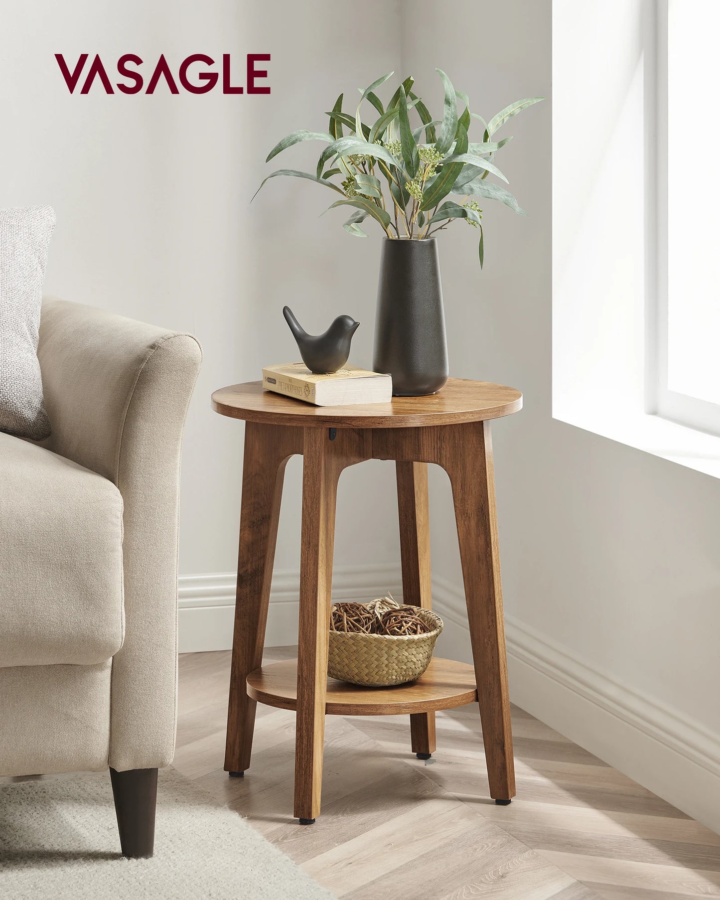VASAGLE Side Table, Small Round End Table