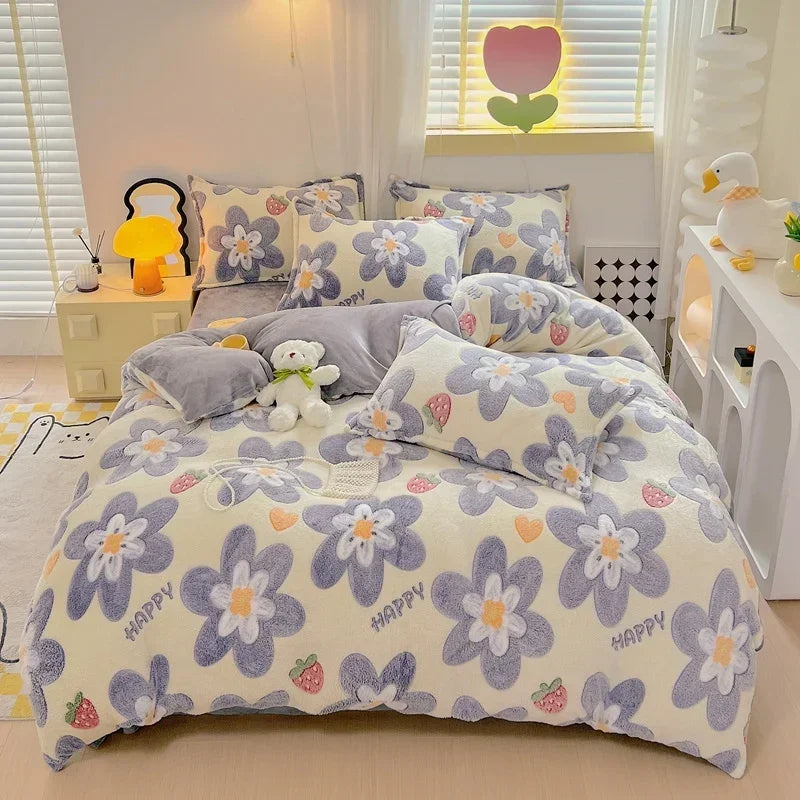 1pc Winter Duvet Cover Queen/King Size Cartoon Style