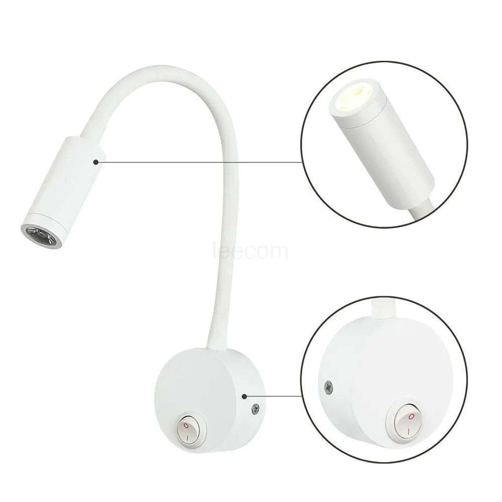 Reading Lights White, Flexible Gooseneck Lamp