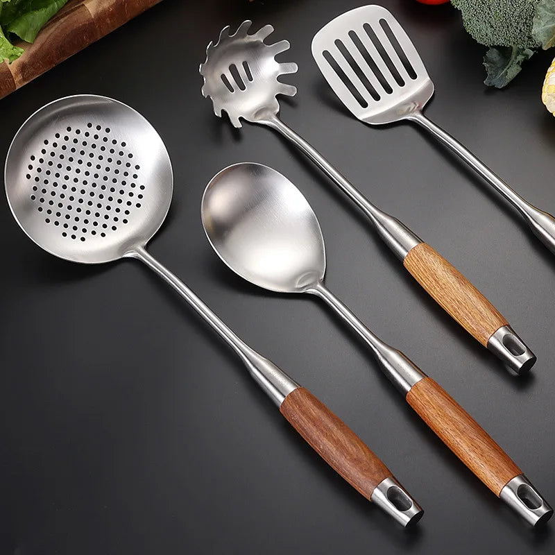 Utensil Set 7 Piece Stainless Steel Rosewood Handle