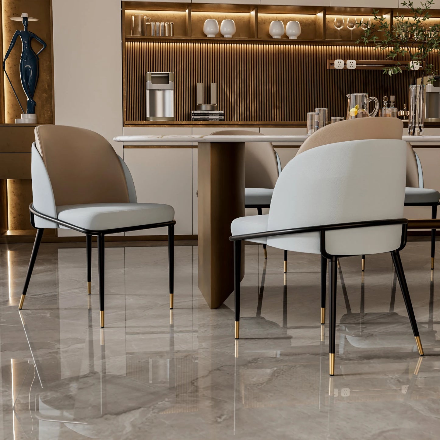 Set Of 2 Dining Chairs Luxurious Upholstered