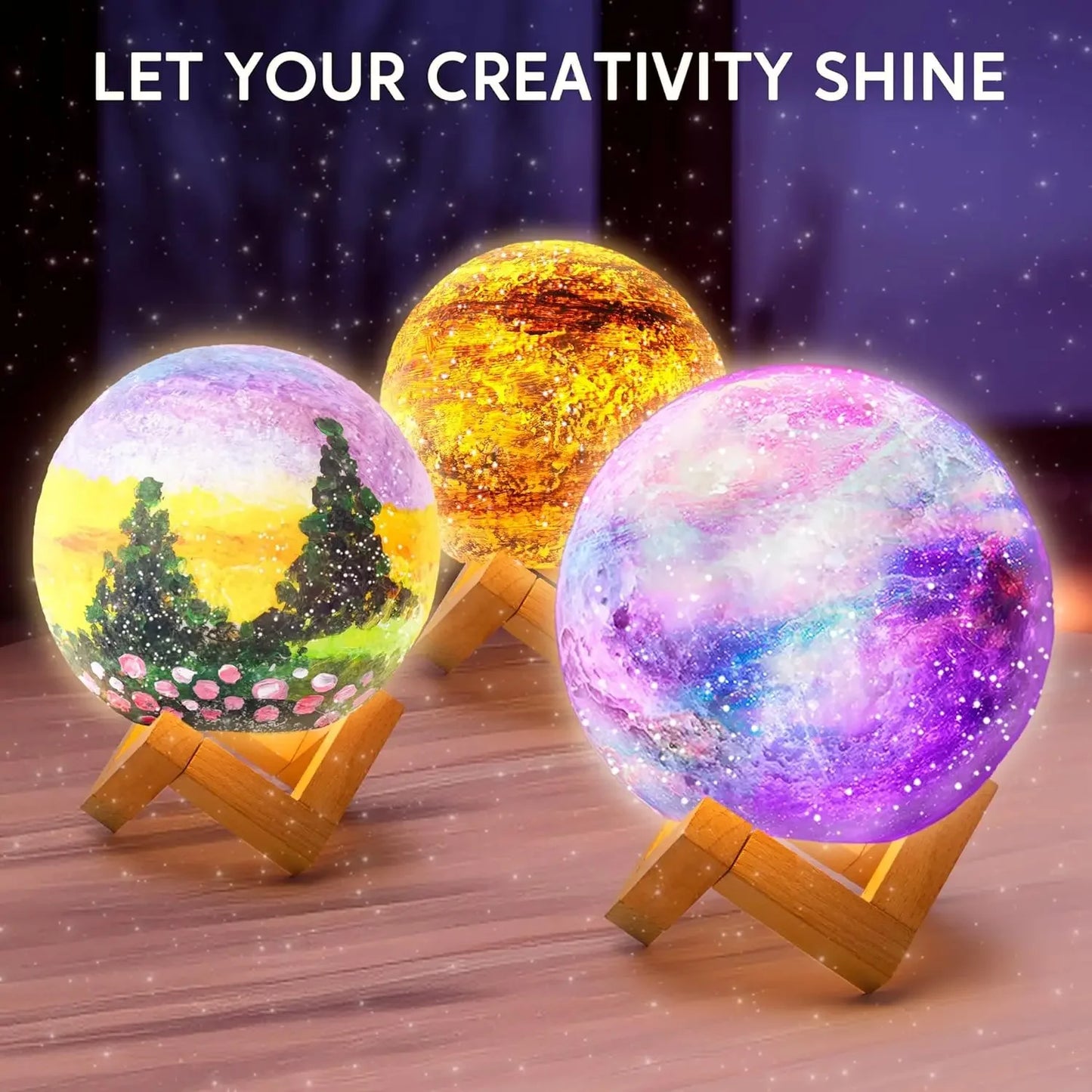 JOYFY DIY 3D Moon Night Light For Kids Paint Your Own