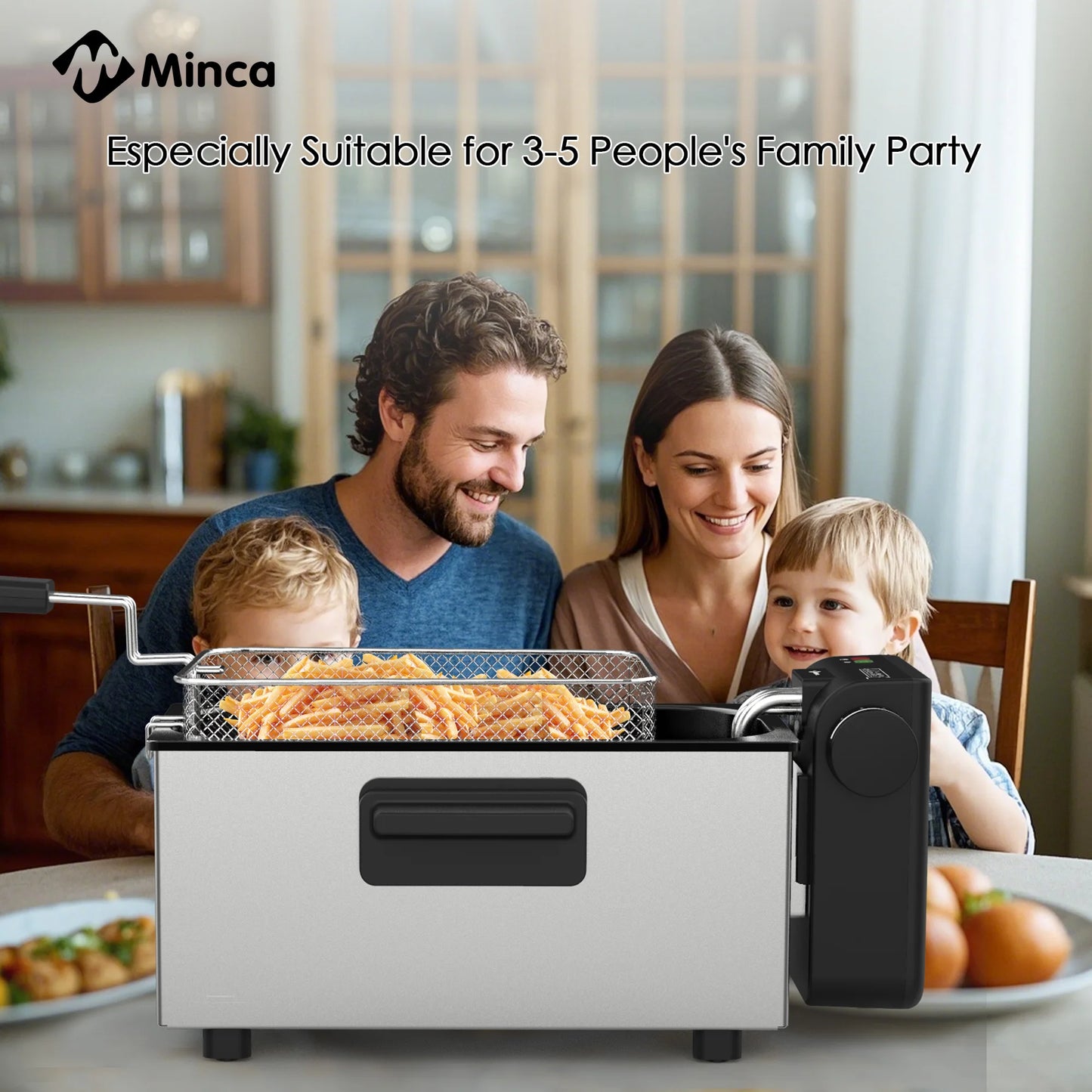 M Minca 3L Electric Deep Fryer with Hooked Fry Basket