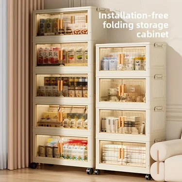 4/5-Tier Foldable Cabinet - Plastic Lidded Storage Box