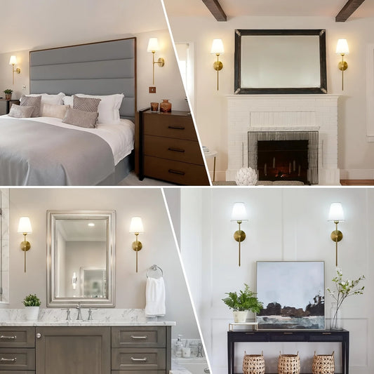 Battery Operated Wall Sconce Set of 2,Gold Rechargeable