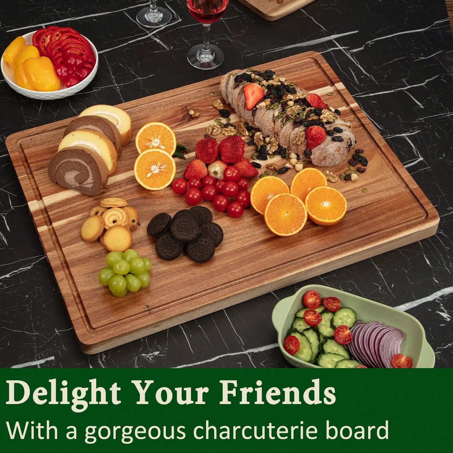 Large Acacia Wood Cutting Board With Juice Groove