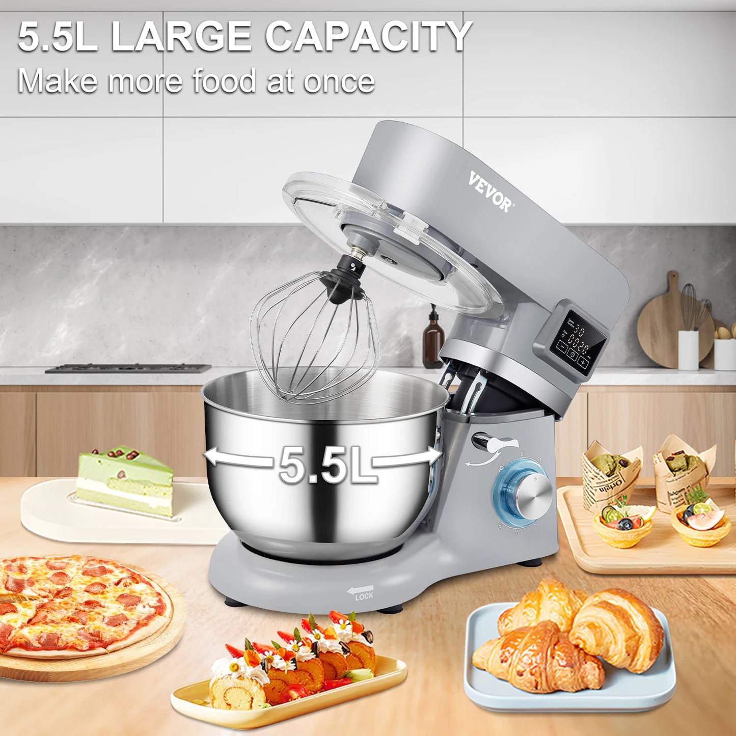 SucceBuy Stand Mixer Electric Dough Mixer 6 Speeds