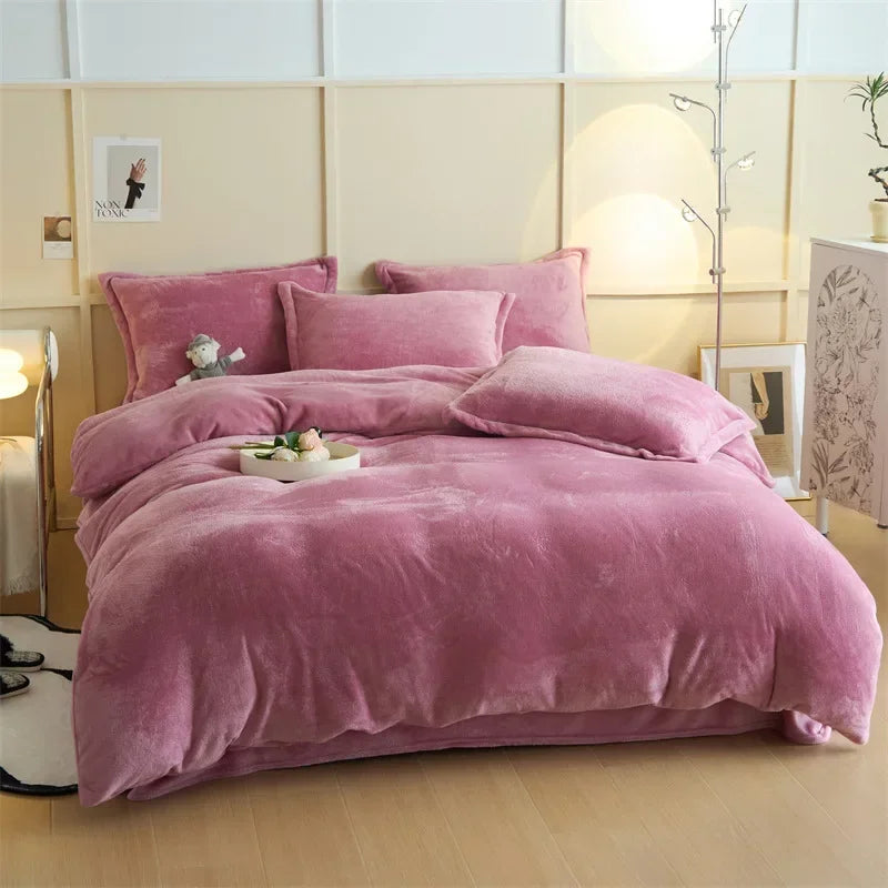 2024 new thickened autumn and winter solid color Quilt Bed Cover