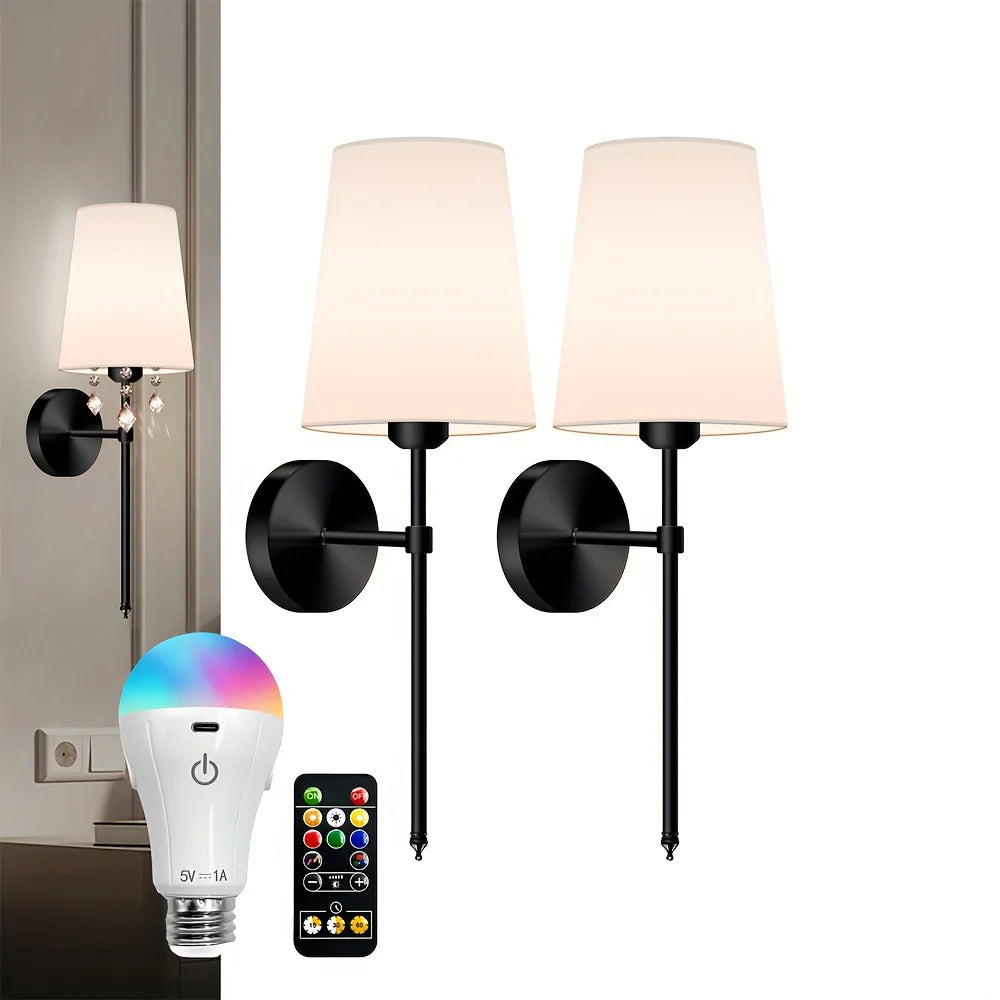 Battery Operated Wall Sconce Set of 2,Gold Rechargeable