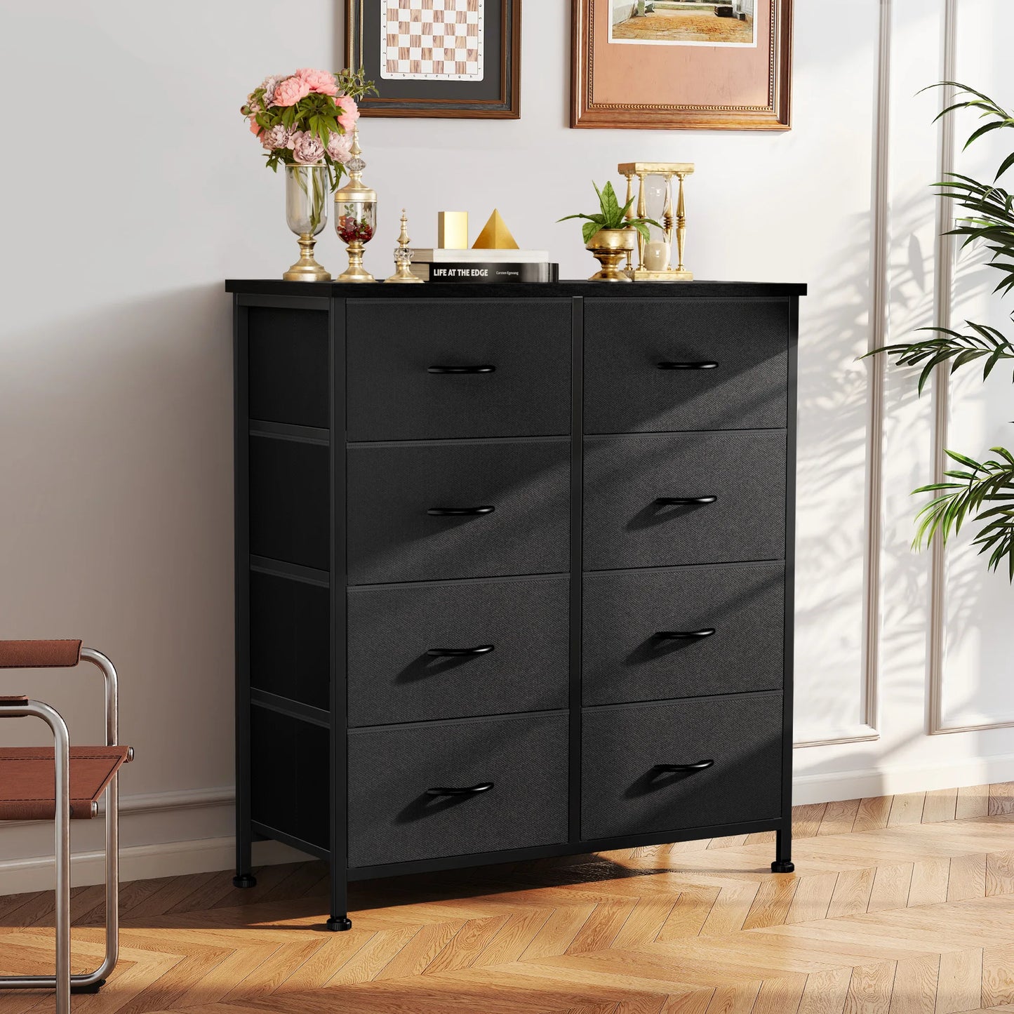 JHK Dresser Children's Wardrobe Bedroom 8 Fabric Drawers