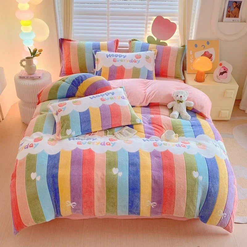 1pc Winter Duvet Cover Queen/King Size Cartoon Style