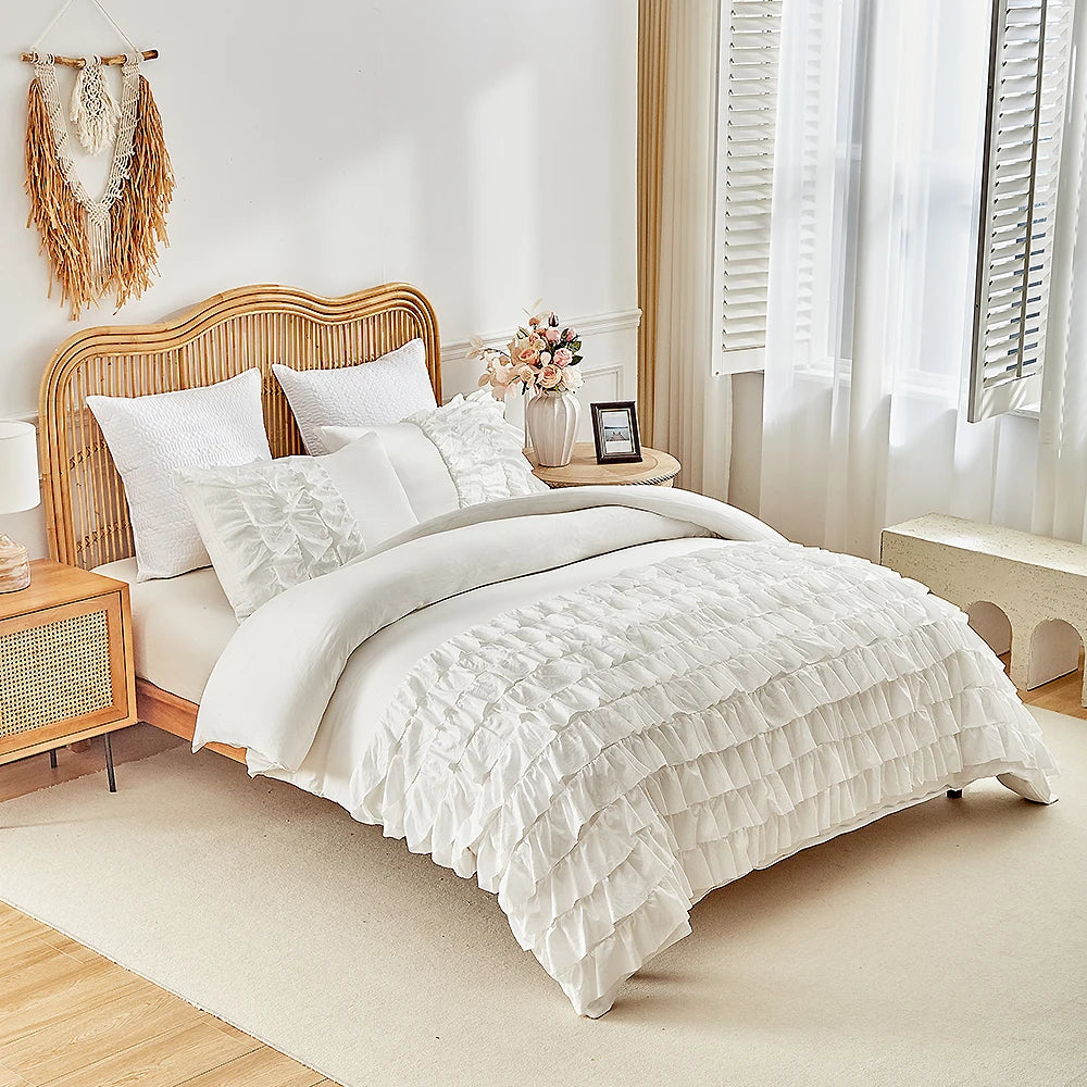 3Pieces Queen Comforter Duvet Solid Color Pillowcases Set