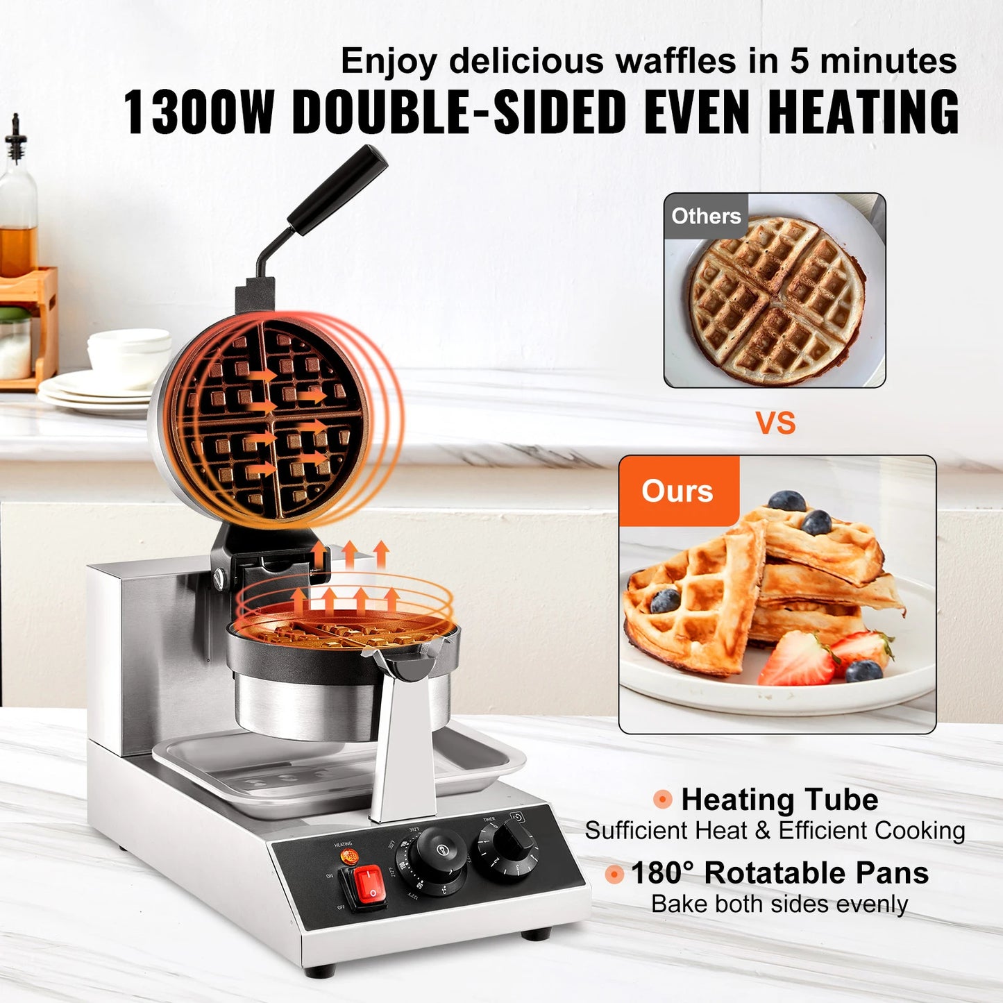 SucceBuy Electric Waffle Maker Stainless Steel
