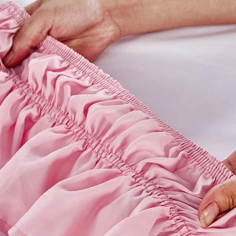 4 Layers Ruffled Bed Skirt Wrap Around Elastic bed skirt