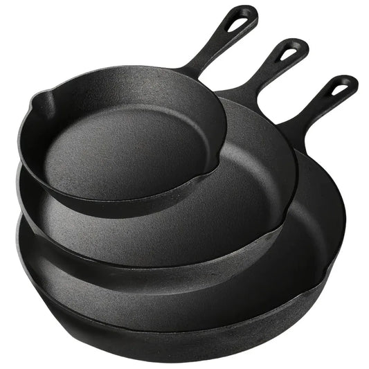 3PCS Cast Iron Skillet Set (6/8/10 Inch)  Pre-Seasoned