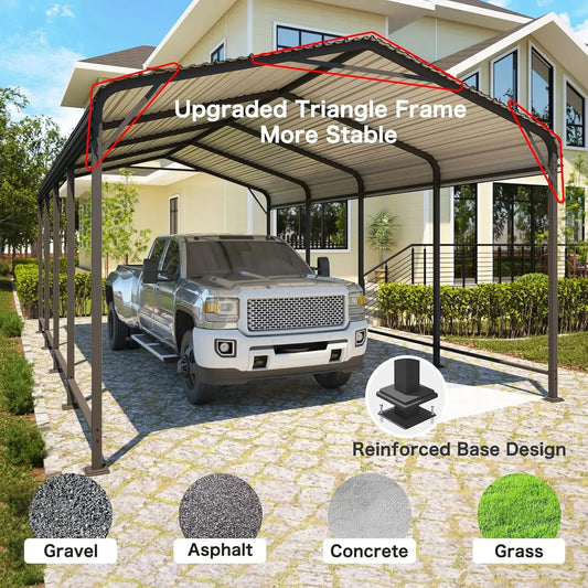 12x20FT Metal Carport, Heavy Duty Carport Canopy