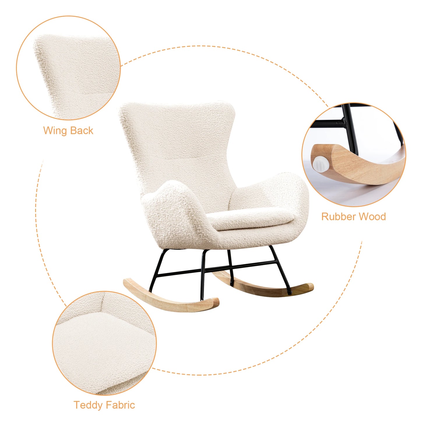 Comfortable Rocking Chair, Modern Upholstered
