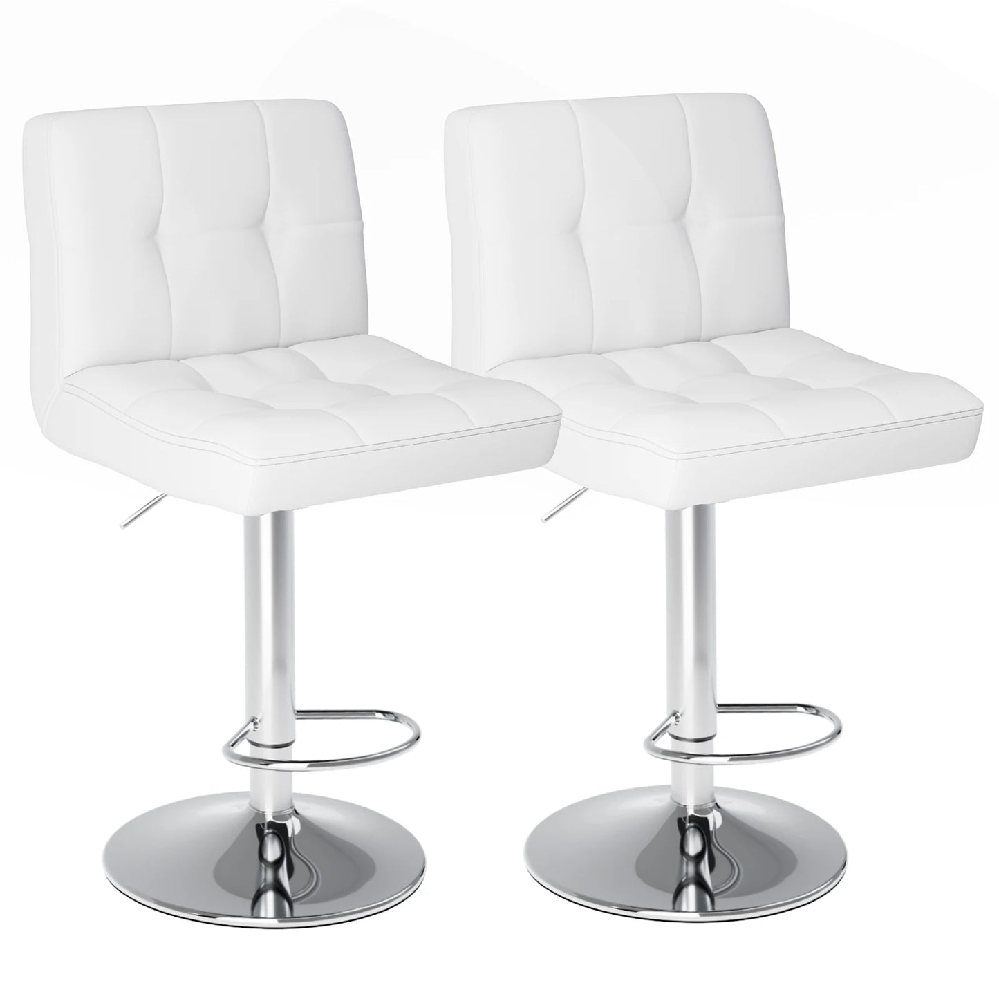 JHK PU Leather Bar Stools Set of 2,Upholstered