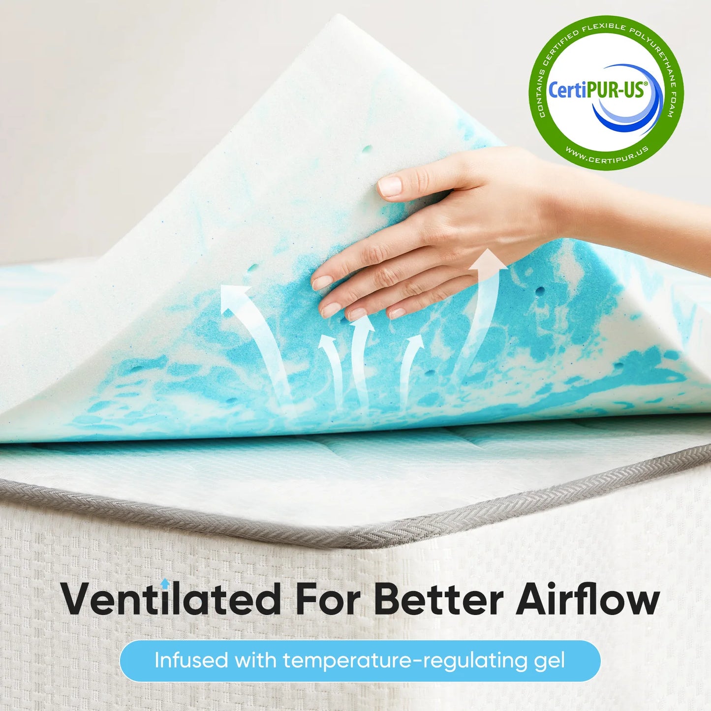 JHK 2-3 Inch Gel Memory Foam Mattress Topper