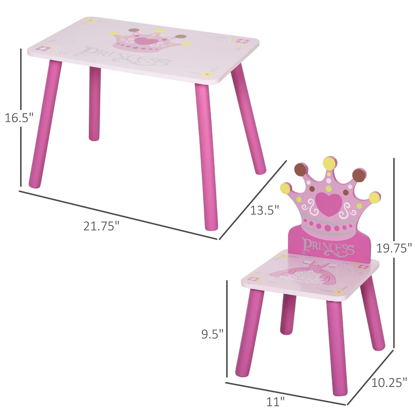 Triple Piece Collection Children's Wood Table