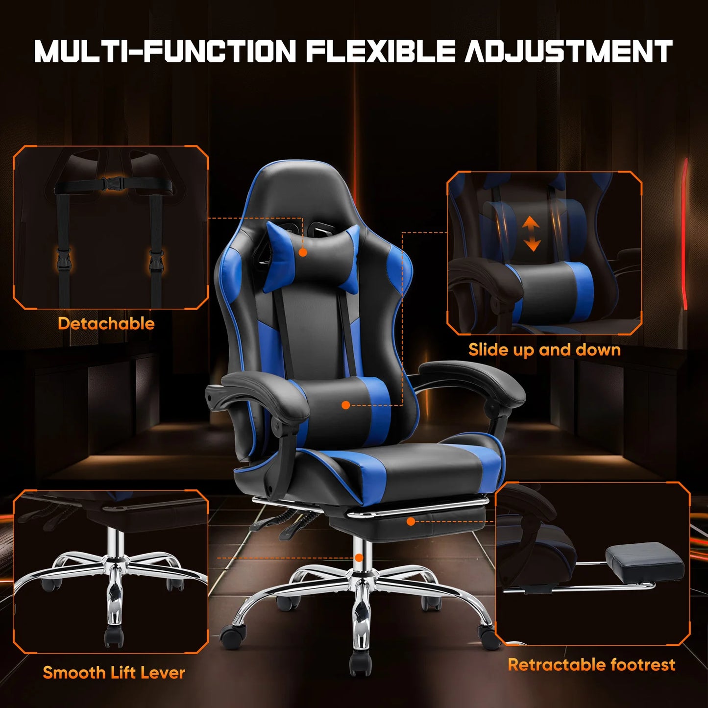 JHK Ergonomic Racing Gaming Chair Adjustable Swivel