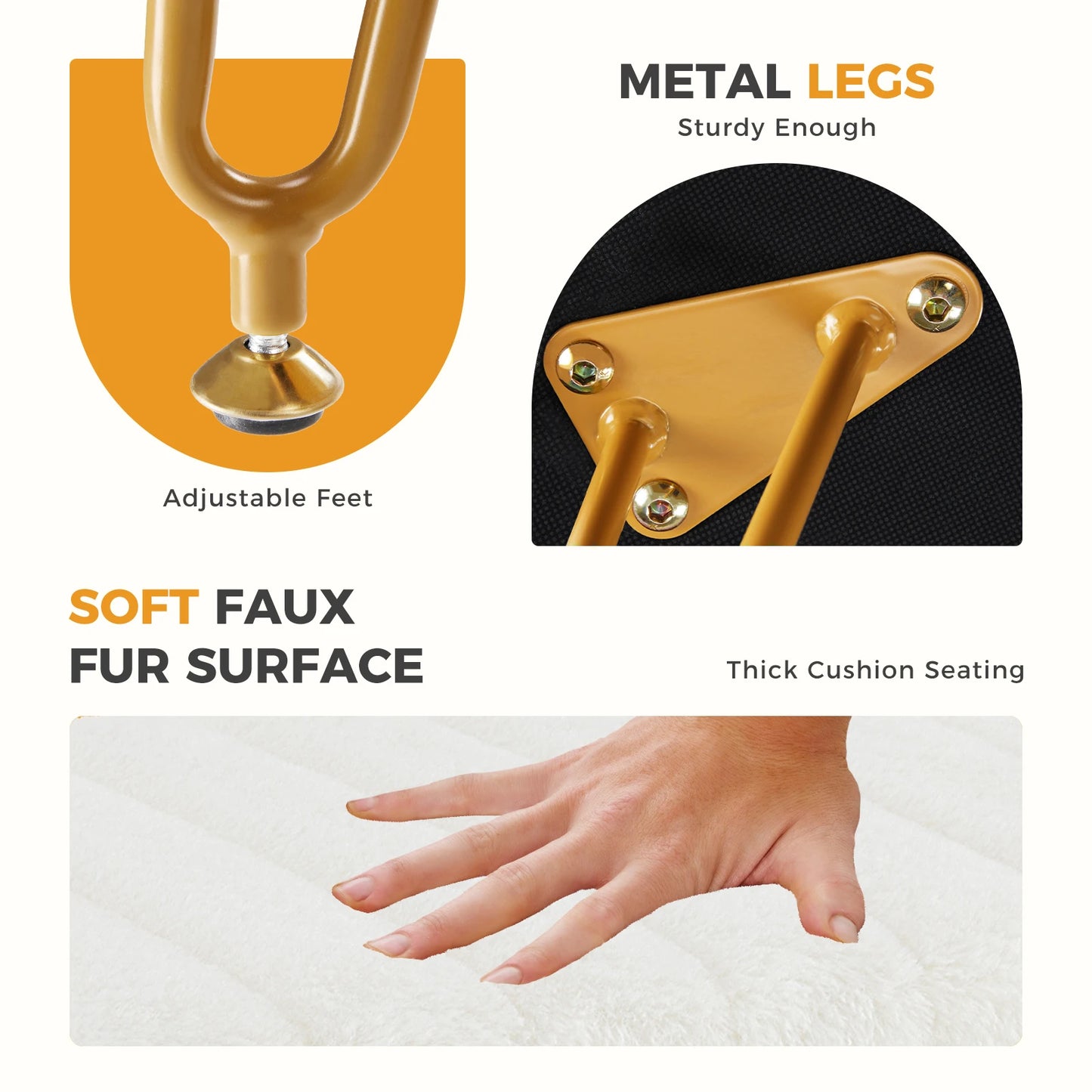 JHK Faux Fur Living Room Hidden Storage Stools & Ottomans