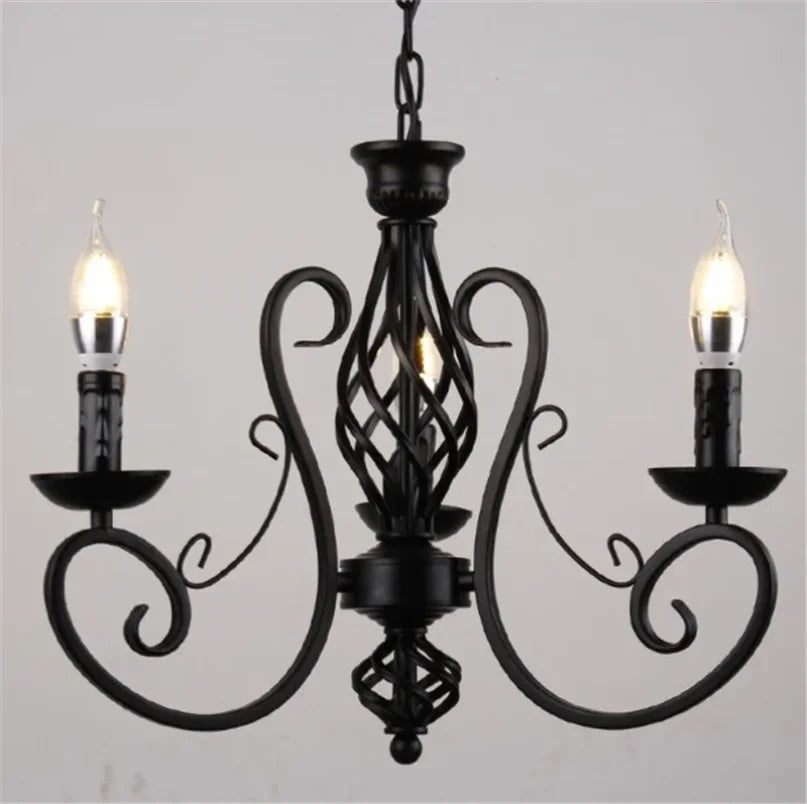 Industrial Chandelier Black Lamp Europe Wrought Iron