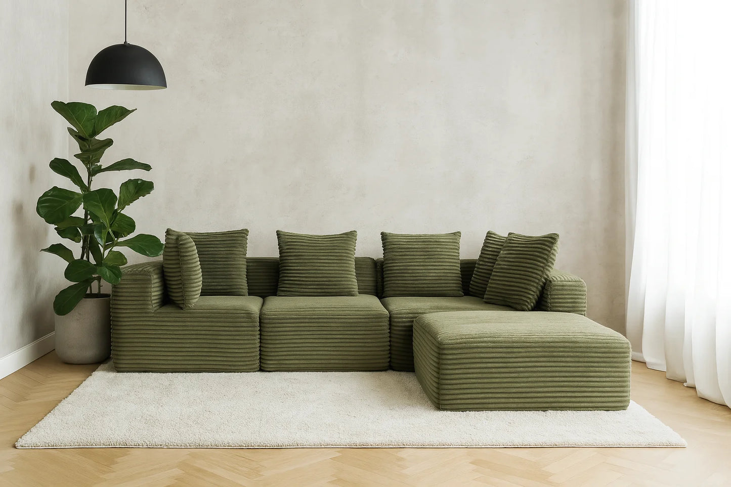 Sectional boneless Couch with L-Shape Chaise
