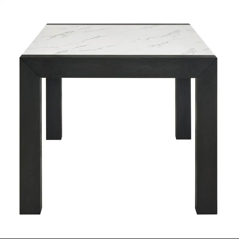 Contemporary 6-Piece Dining Set with White Faux Marble Rectangular Table